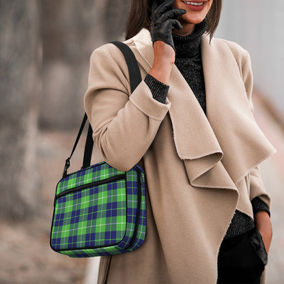 Green Blue And White Tartan Print Double Strap Bible Bag