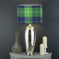 Green Blue And White Tartan Print Drum Lamp Shade
