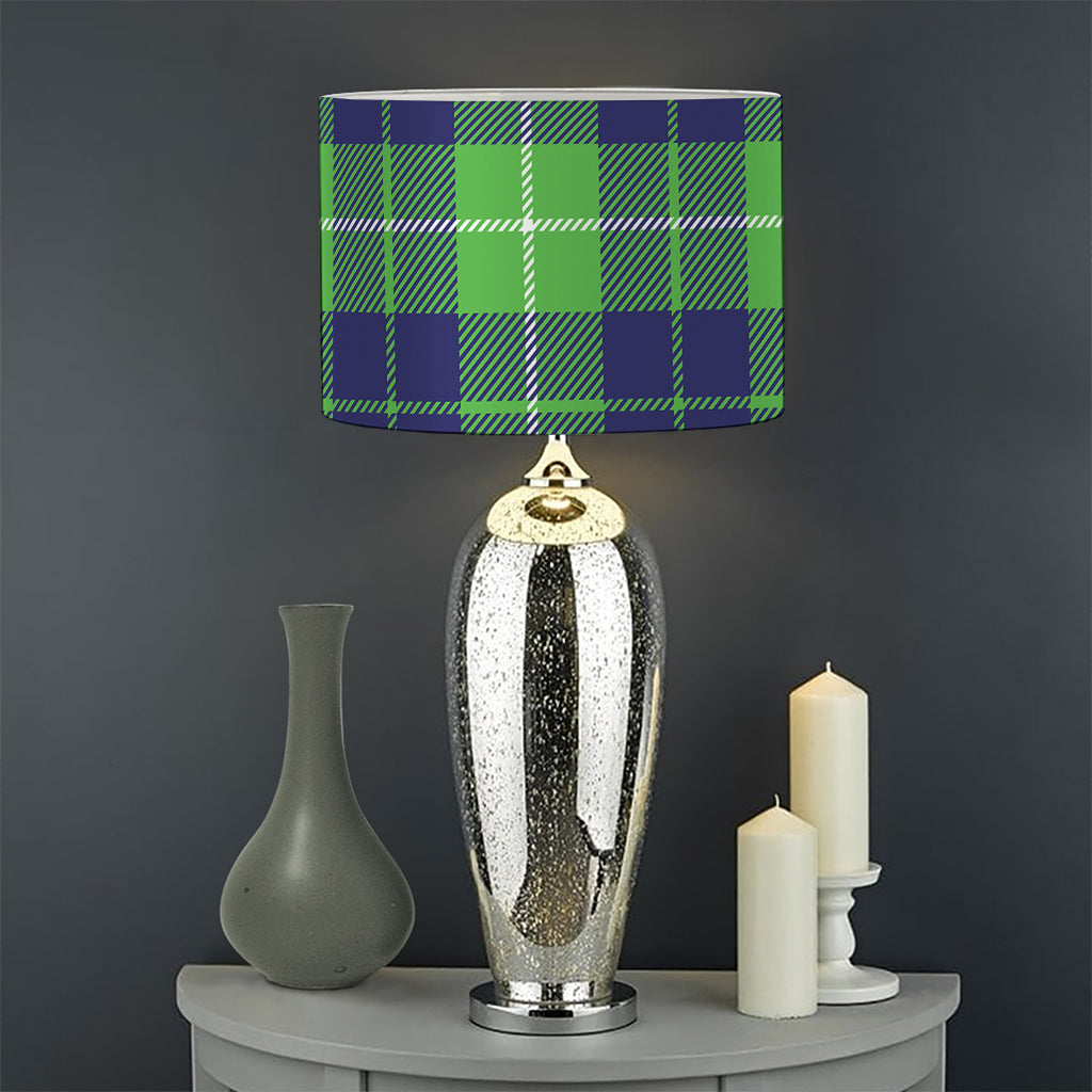 Green Blue And White Tartan Print Drum Lamp Shade