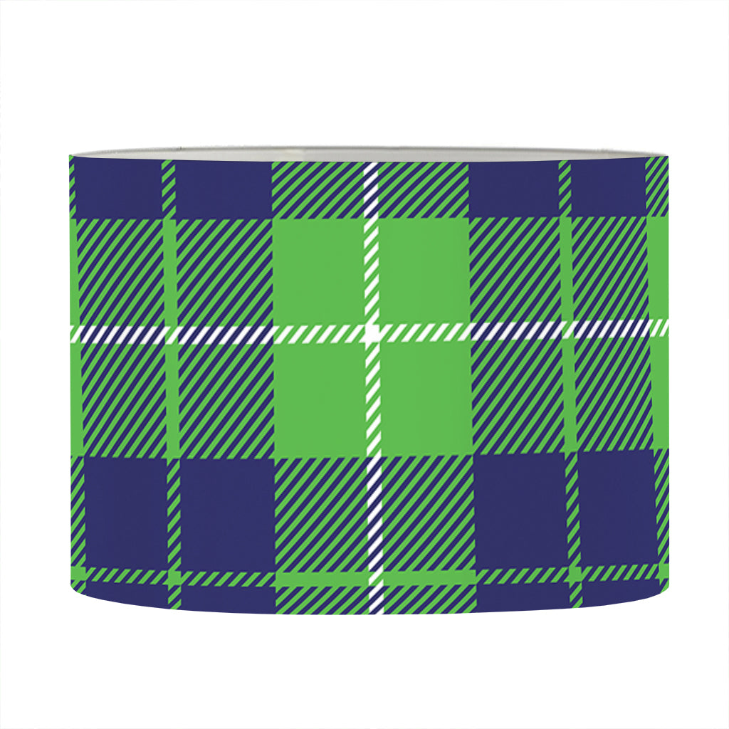 Green Blue And White Tartan Print Drum Lamp Shade