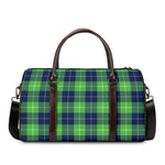 Green Blue And White Tartan Print Duffle Bag
