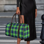 Green Blue And White Tartan Print Duffle Bag