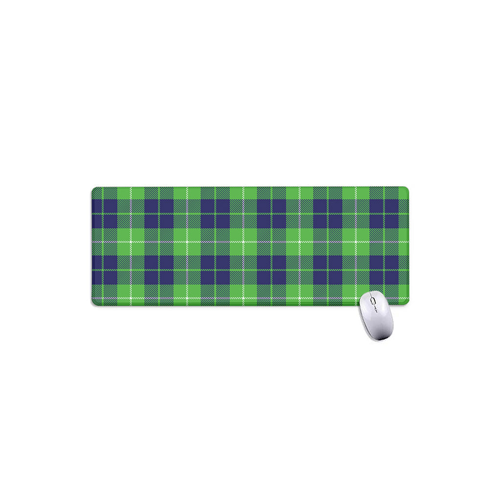 Green Blue And White Tartan Print Extended Mouse Pad