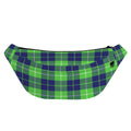 Green Blue And White Tartan Print Fanny Pack