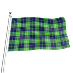 Green Blue And White Tartan Print Flag