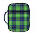Green Blue And White Tartan Print Front Pocket Bible Bag