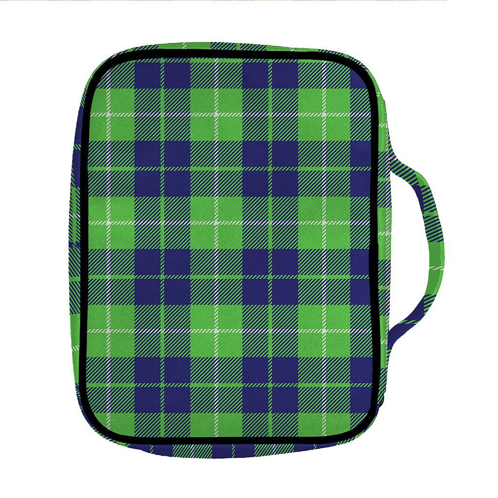 Green Blue And White Tartan Print Front Pocket Bible Bag