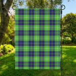 Green Blue And White Tartan Print Garden Flag