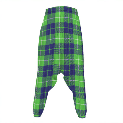 Green Blue And White Tartan Print Hammer Pants