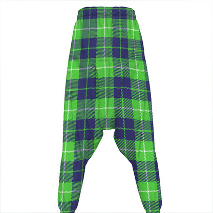 Green Blue And White Tartan Print Hammer Pants