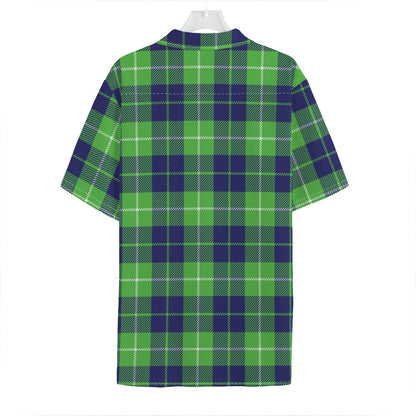 Green Blue And White Tartan Print Hawaiian Shirt