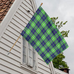 Green Blue And White Tartan Print House Flag