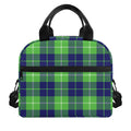 Green Blue And White Tartan Print Insulated Lunch Bag