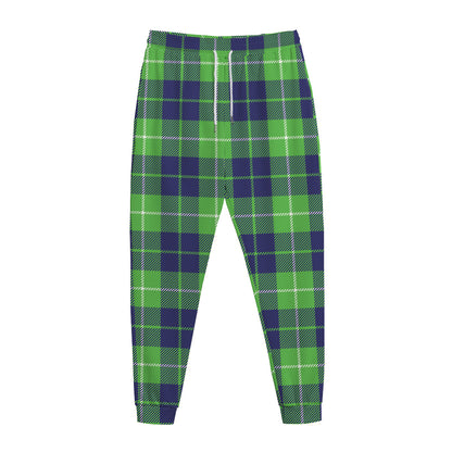 Green Blue And White Tartan Print Jogger Pants
