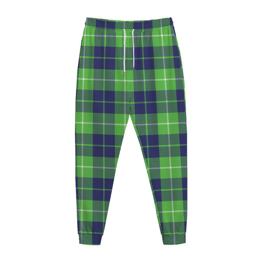 Green Blue And White Tartan Print Jogger Pants