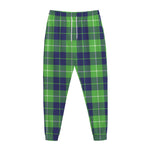 Green Blue And White Tartan Print Jogger Pants