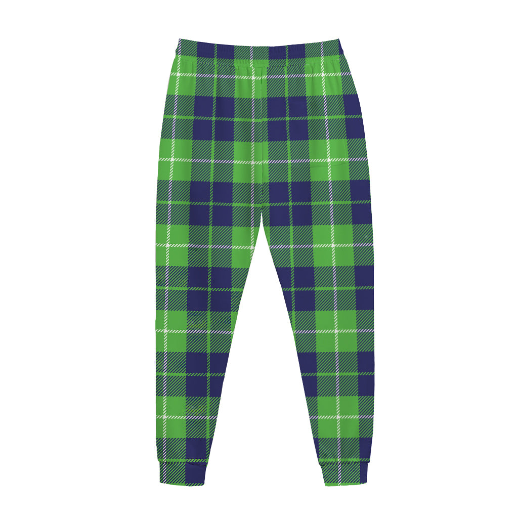 Green Blue And White Tartan Print Jogger Pants