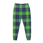 Green Blue And White Tartan Print Jogger Pants
