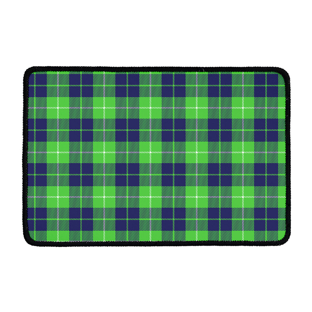 Green Blue And White Tartan Print Kitchen Mat