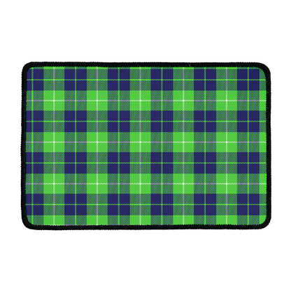 Green Blue And White Tartan Print Kitchen Mat