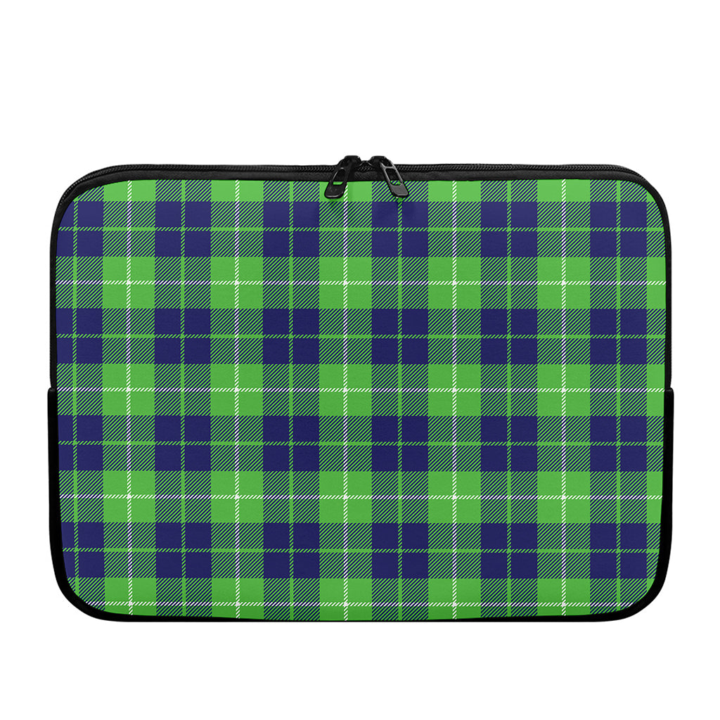 Green Blue And White Tartan Print Laptop Sleeve