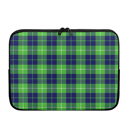 Green Blue And White Tartan Print Laptop Sleeve