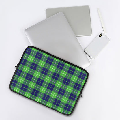Green Blue And White Tartan Print Laptop Sleeve