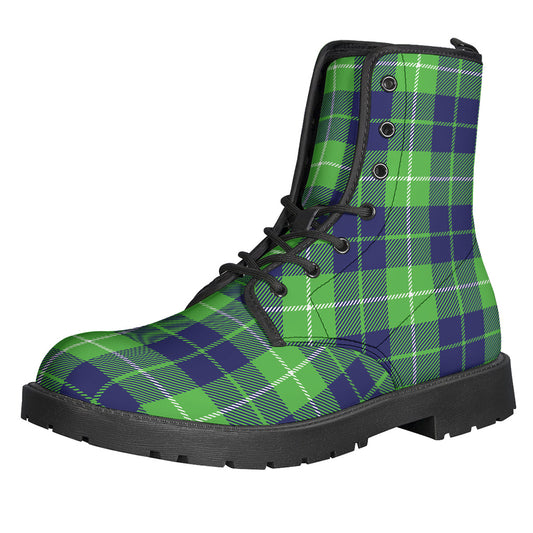 Green Blue And White Tartan Print Backpack