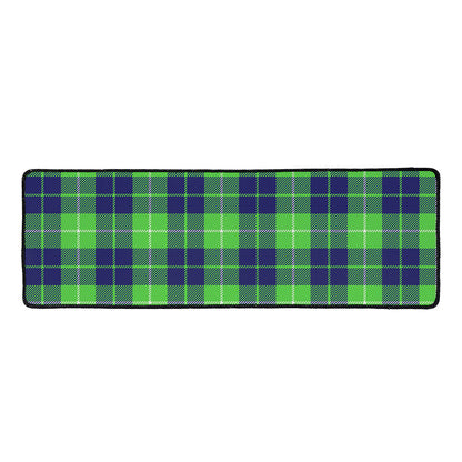 Green Blue And White Tartan Print Long Kitchen Mat