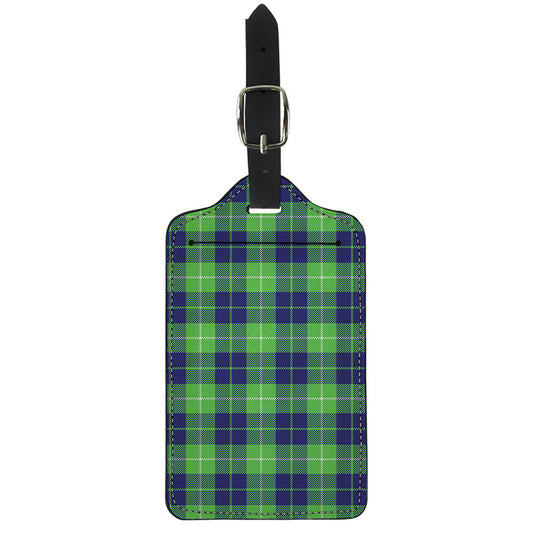 Green Blue And White Tartan Print Luggage Tag