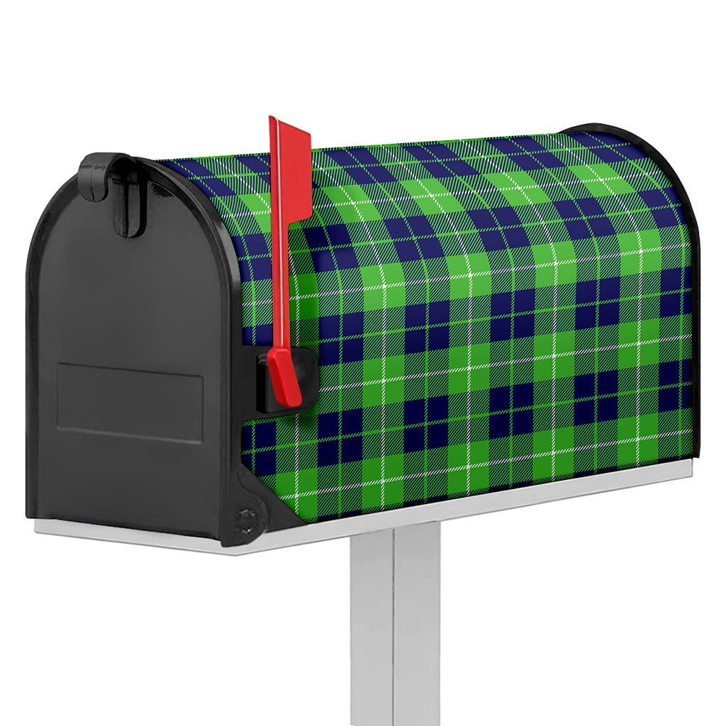 Green Blue And White Tartan Print Mailbox Cover