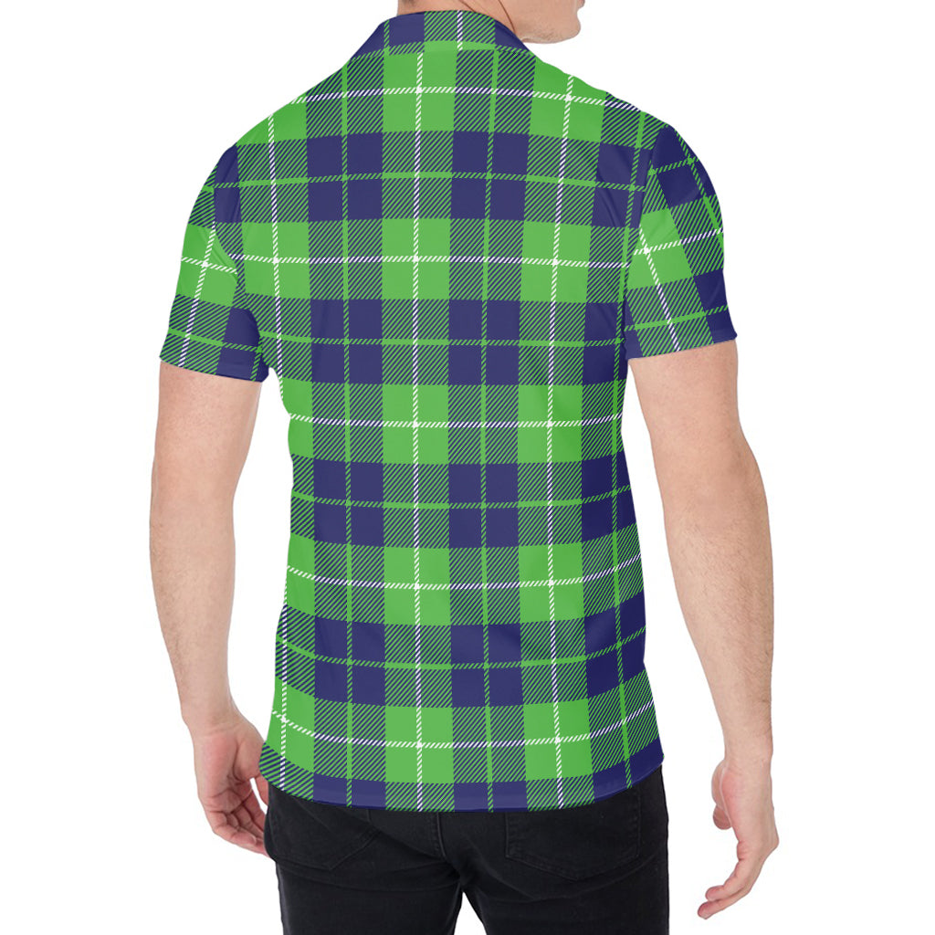 Green Blue And White Tartan Print Men's Shirt