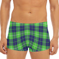 Green Blue And White Tartan Print Men's Short Boxer Briefs