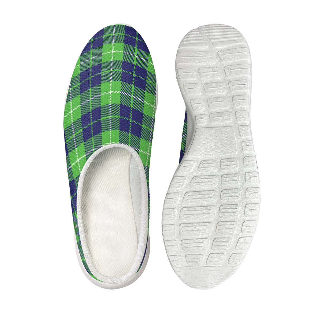 Green Blue And White Tartan Print Mesh Casual Shoes
