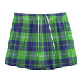 Green Blue And White Tartan Print Mesh Shorts