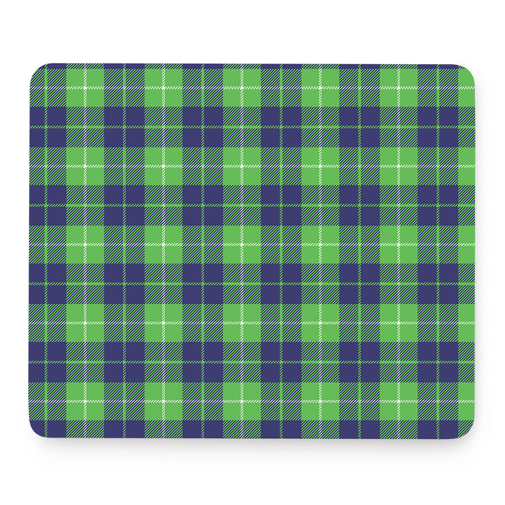 Green Blue And White Tartan Print Mouse Pad