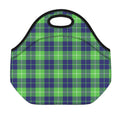 Green Blue And White Tartan Print Neoprene Lunch Bag