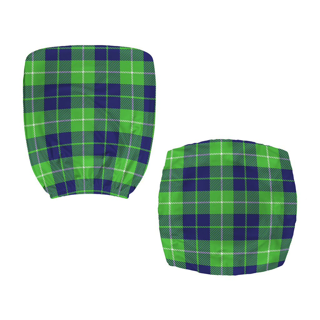 Green Blue And White Tartan Print Office Chair Cover