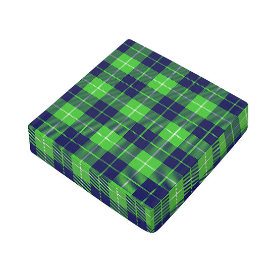 Green Blue And White Tartan Print Outdoor Seat Cushion Cover