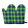 Green Blue And White Tartan Print Oven Mitts