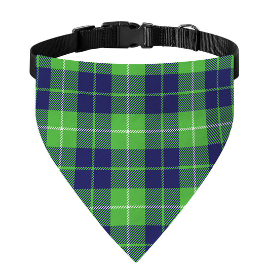 Green Blue And White Tartan Print Over The Collar Dog Bandana
