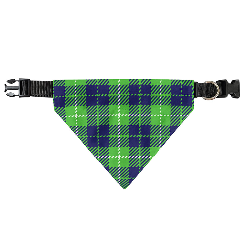 Green Blue And White Tartan Print Over The Collar Dog Bandana