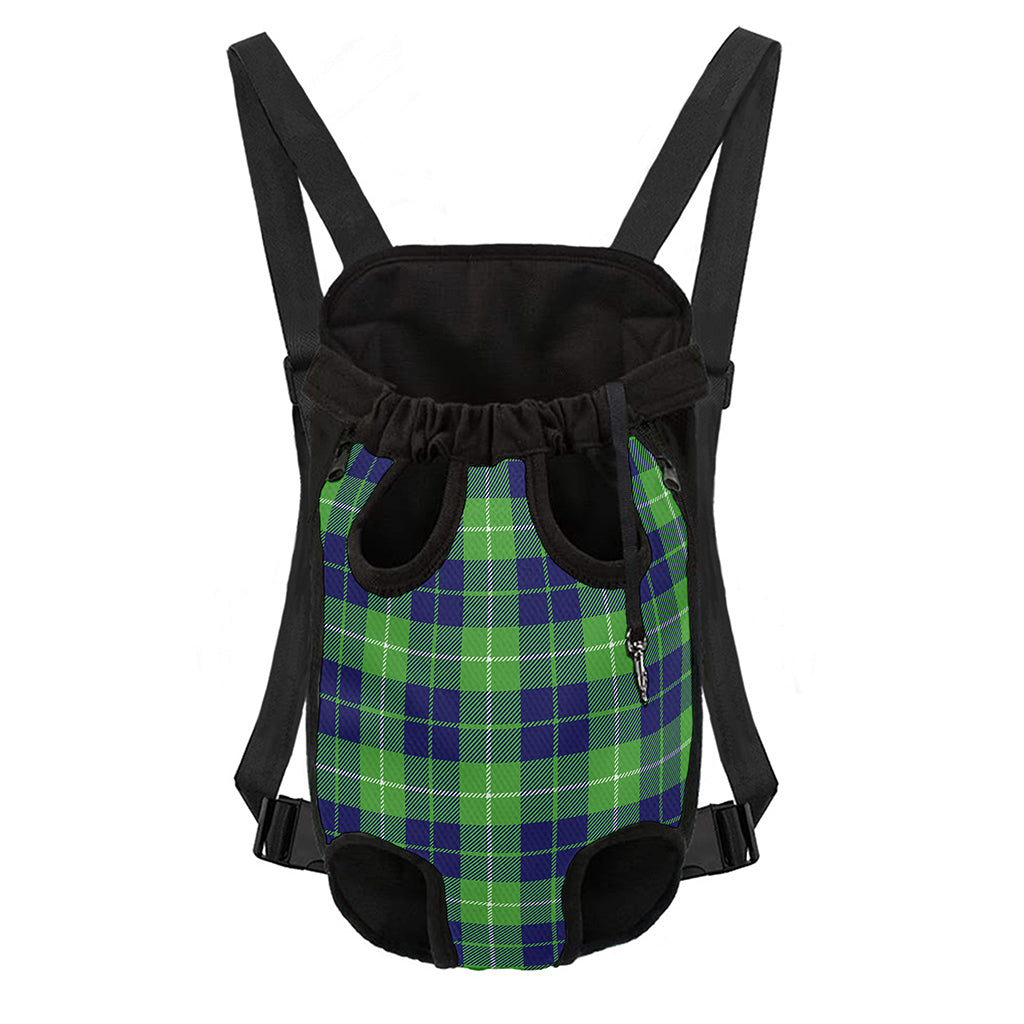 Green Blue And White Tartan Print Pet Carrier Backpack