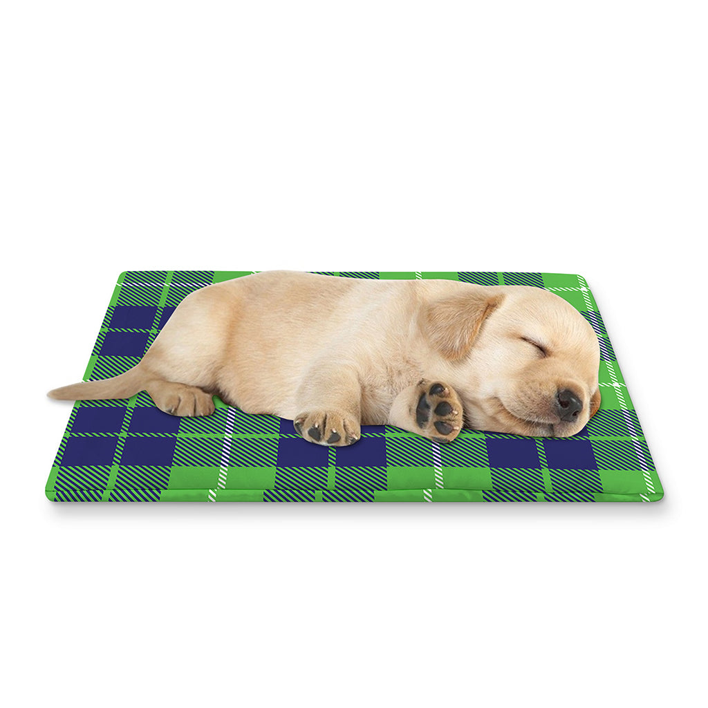 Green Blue And White Tartan Print Pet Cooling Mat Cover