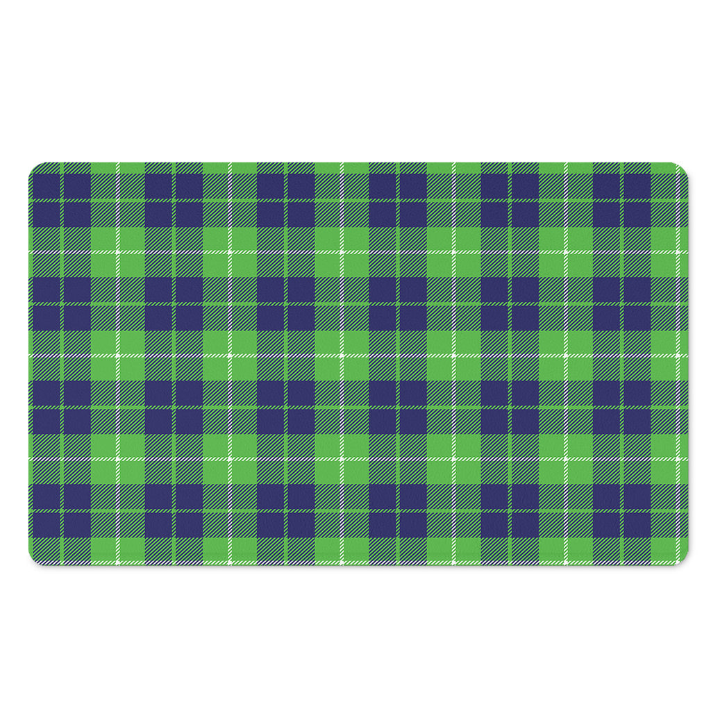 Green Blue And White Tartan Print Polyester Doormat