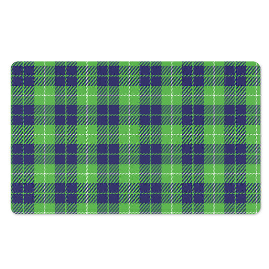 Green Blue And White Tartan Print Polyester Doormat