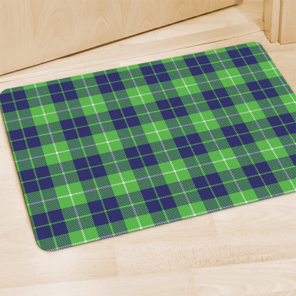 Green Blue And White Tartan Print Polyester Doormat
