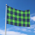 Green Blue And White Tartan Print Polyester Flag