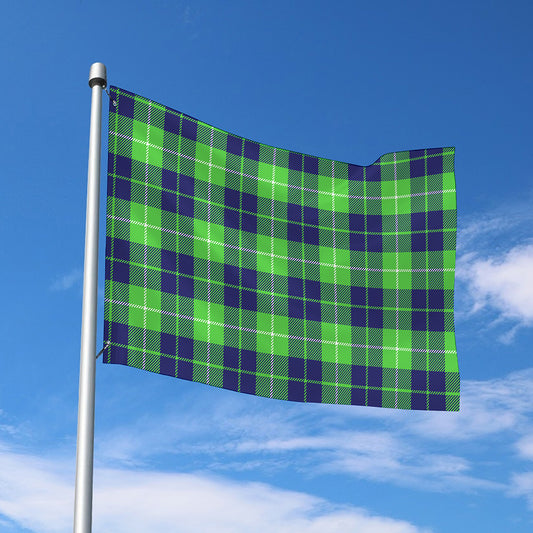 Green Blue And White Tartan Print Polyester Flag