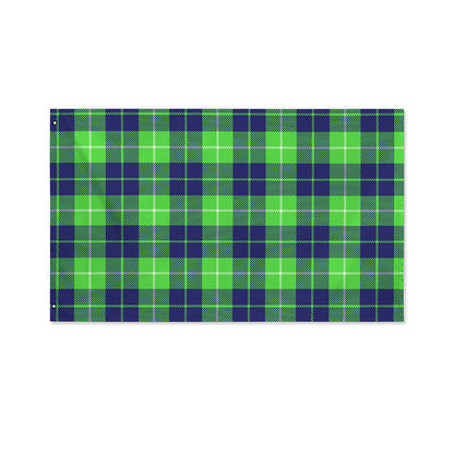 Green Blue And White Tartan Print Polyester Flag